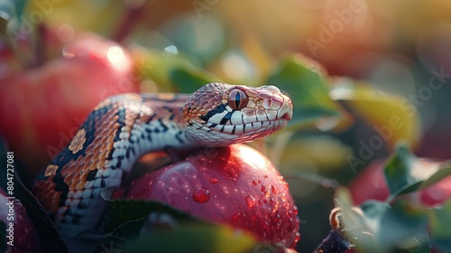 Snake Eating Apple in Tree
