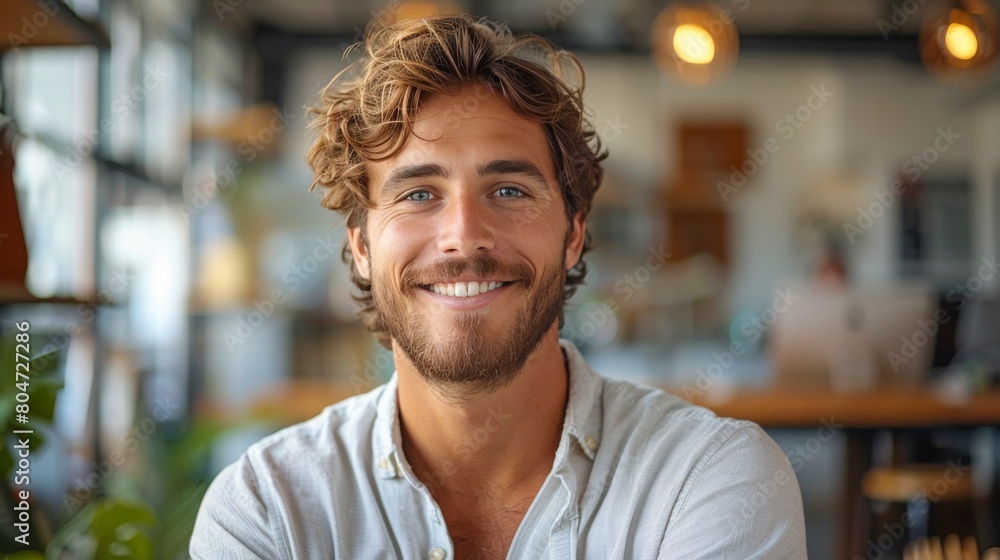 Smiling Man With Curly Hair Smiling Man With Curly Hair