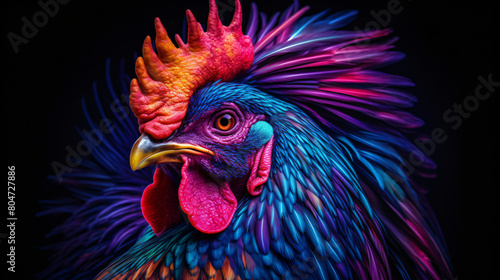 portrait of a vivid color rooster © nomoresquirrel