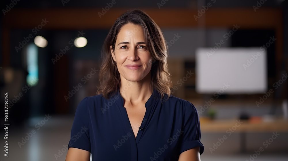 Middle age woman with grey hair preschool teacher smiling confidently standing at kindergarten Middle age woman with grey hair preschool teacher smiling confidently standing at kindergarten