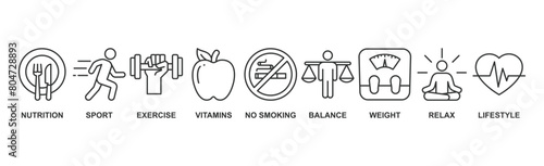 Wallpaper Mural Healthy living banner web icon vector illustration concept with icon Torontodigital.ca