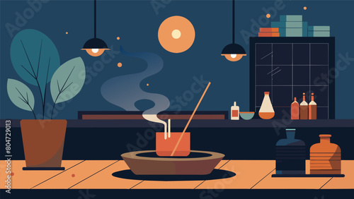 The scent of incense filled the air adding to the cozy and relaxed vibe of the vinyl bar. Vector illustration