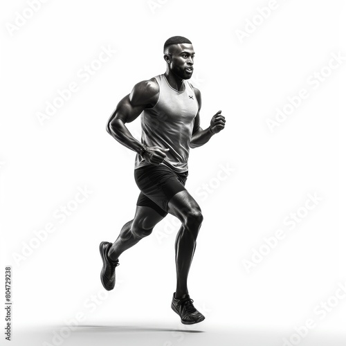 Man Running in Black and White