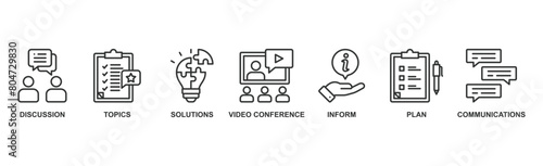 Meeting banner web icon vector illustration for business meeting and discussion