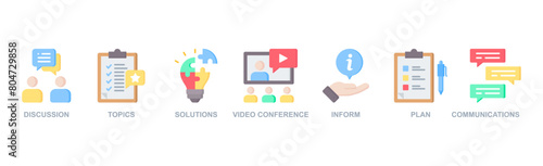 Meeting banner web icon vector illustration for business meeting and discussion