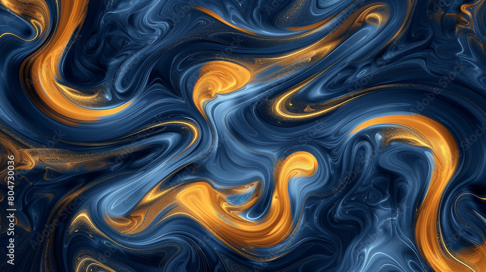 soft swirling patterns of midnight blue and gilded yellow, ideal for an elegant abstract background