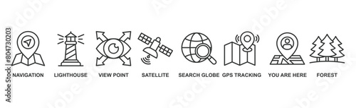 Navigation location banner web icon vector illustration concept with icon