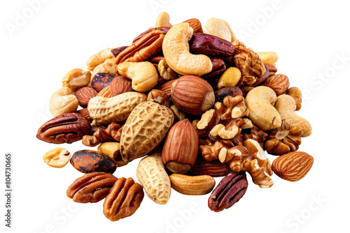 Nuts and peanuts isolated on transparent background