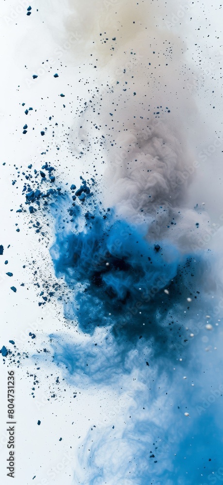 Blue and White Substance Suspended in Air
