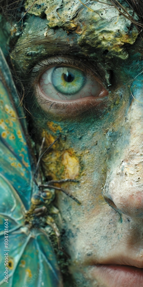 Person With Butterfly on Face Close Up Person With Butterfly on Face Close Up