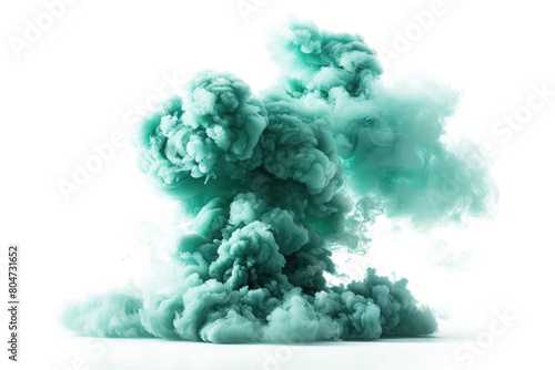 Vibrant green smoke bomb clouds exploding on transparent background. © Kent Kreative Kit 