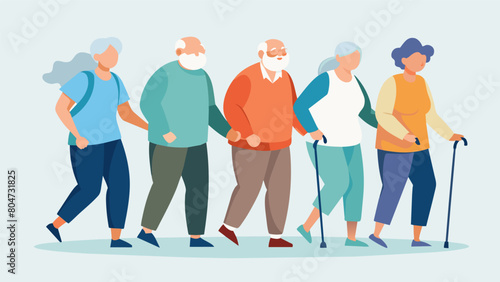 A picture of a group of elderly individuals walking together with canes and walkers with the headline Chronic Pain Support Group..