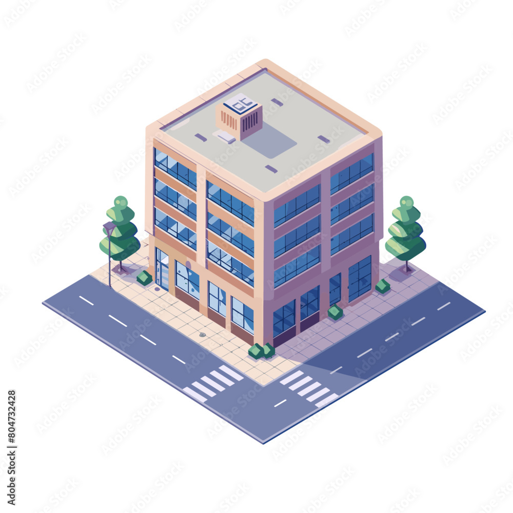 A vector illustration of a modern isometric building