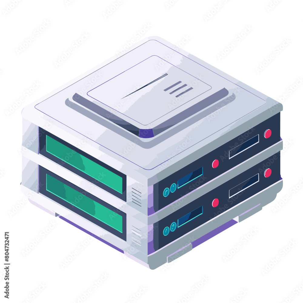 Obraz premium A well-organized data center with multiple servers secured in a rack