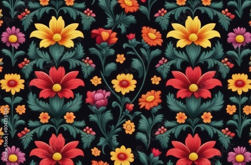 Colorful floral pattern with many different flowers  background