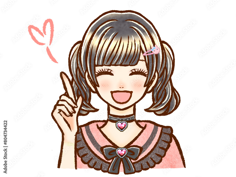 ツインテールの黒髪地雷系大人女性のイラスト素材3 ツインテールの黒髪地雷系大人女性のイラスト素材3