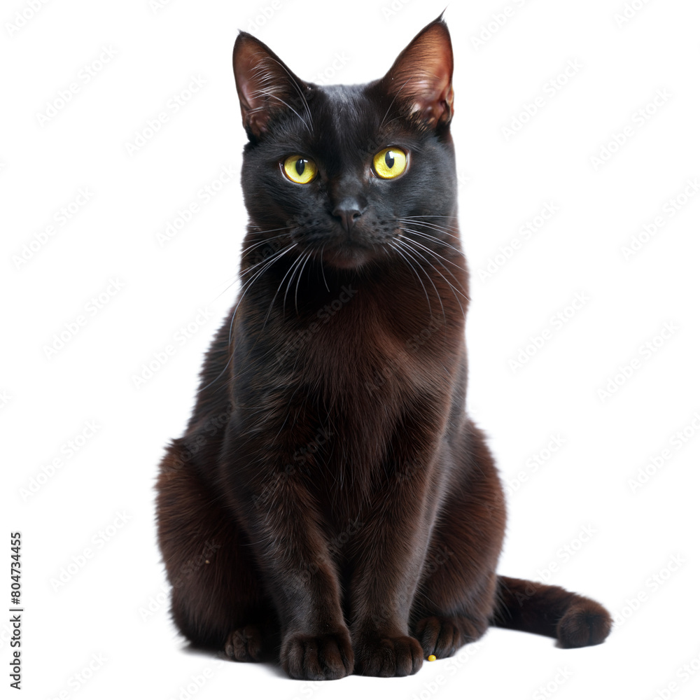 Black cat with bright eyes sitting and looking up Black cat with bright eyes sitting and looking up