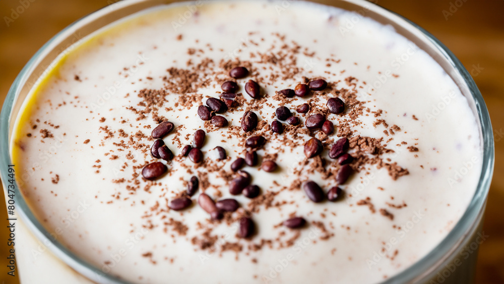 creamy vanilla bean milk shake. Generative Ai creamy vanilla bean milk shake. Generative Ai