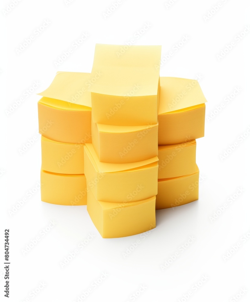 Stack of Yellow Cheese Squares on White Background Stack of Yellow Cheese Squares on White Background