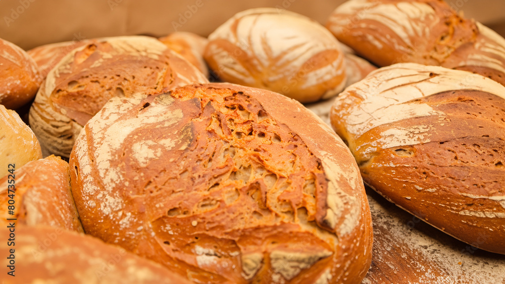 freshly baked artisanal bread loaves. Generative Ai