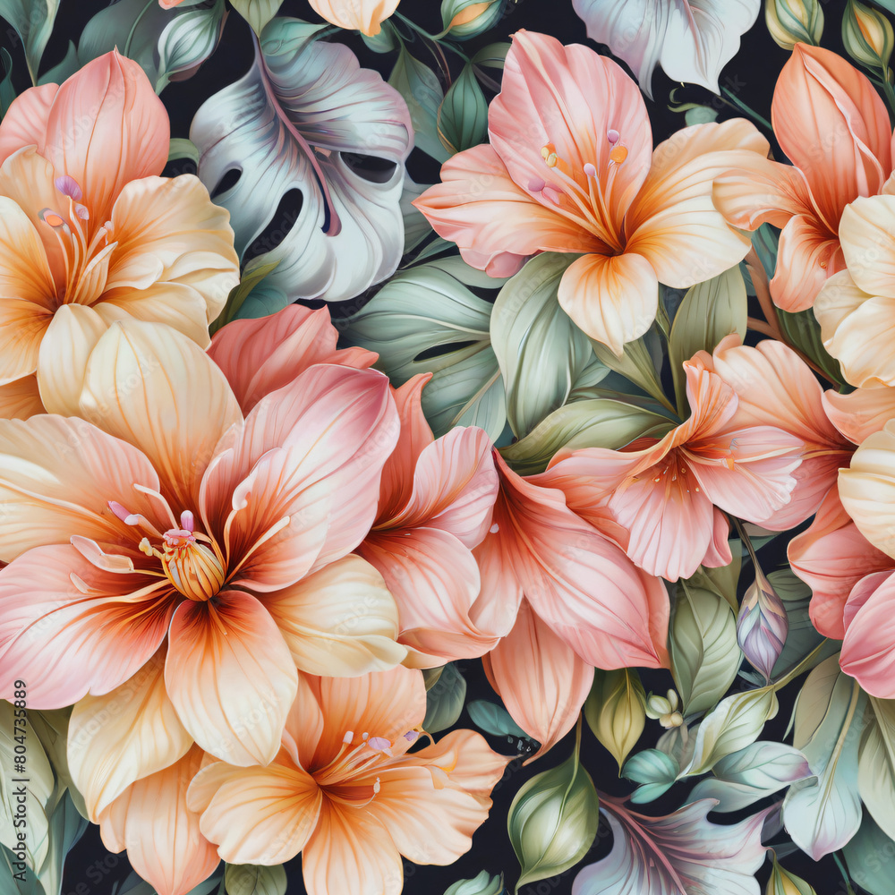 Fototapeta premium seamless pattern with flowers