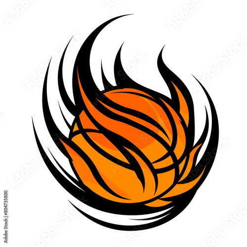 basketball with flames coming out of it photo