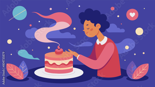 Getting lost in the process of creating a layered cake lost in the enticing scents tactile sensations and visual beauty..