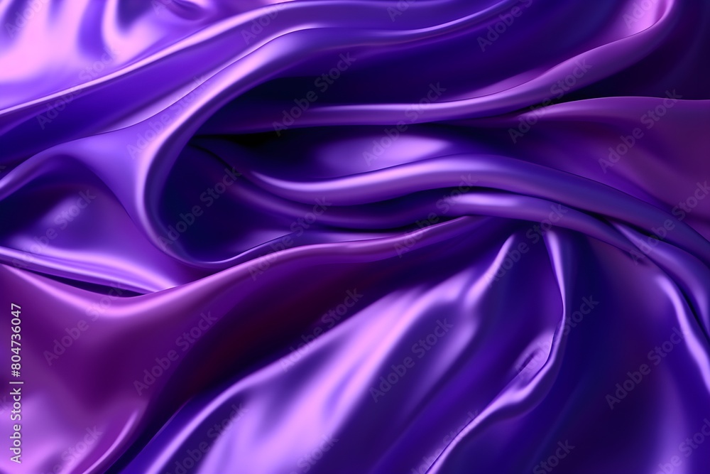 Fototapeta premium 3d silk luxury texture background. Fluid iridescent holographic neon curved wave in motion purple background. Silky cloth luxury fluid wave banner.