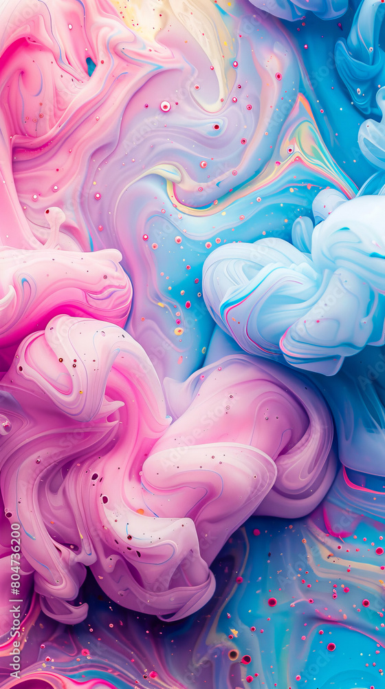 abstract background with pink, blue and white paint splashes.