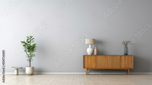 Modern Living Room With Two Vases and Table photo