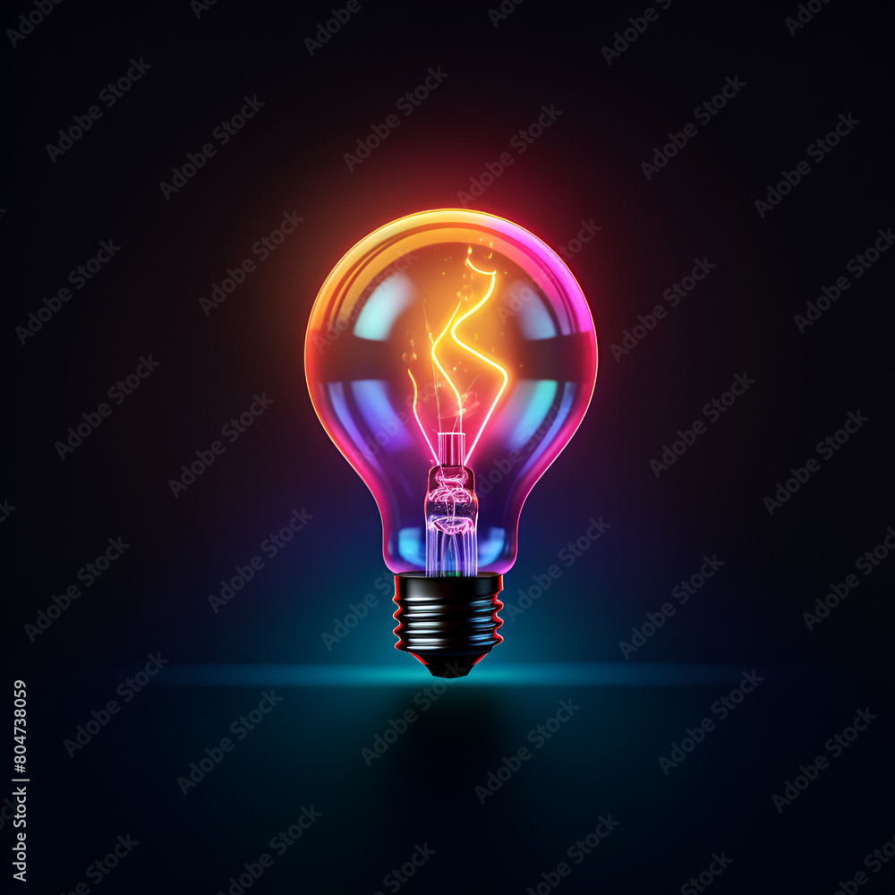 Abstract colorful light bulb on black background Abstract colorful light bulb on black background
