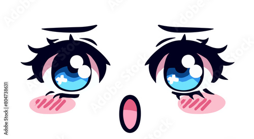 Cute kawaii blue anime eyes with sparkles and long lashes of a manga girl cartoon character. © local_doctor