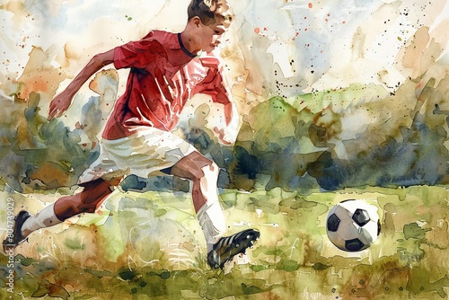 Watercolor of a soccer player