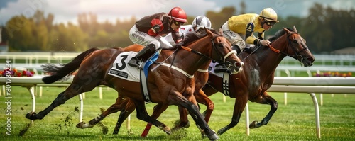 Dynamic capture of horse racing action with jockeys striving to win in a high-stakes competition