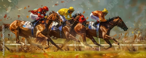 Dynamic capture of horse racing action with jockeys striving to win in a high-stakes competition