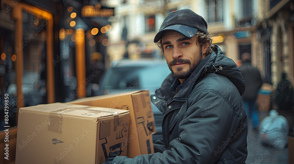 Mover Carrying Cardboard Box