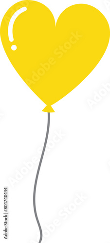 Cute Heart shape of yellow Balloon icon.