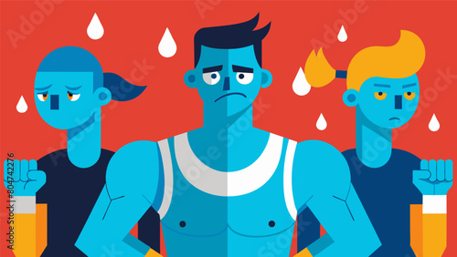 Sweat glistens on the determined faces of the competitors their muscles straining with every pull.. Vector illustration