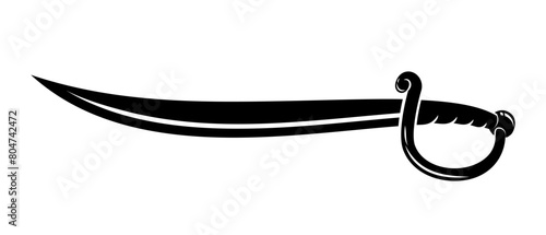 Vector silhouettes of flat-designed Arabian, pirate, and executioner swords isolated on a white background.