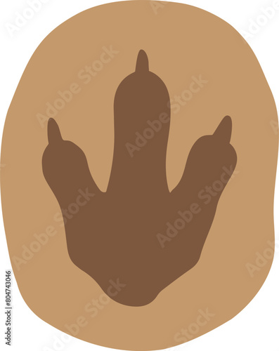Fossil T-rex dinosaur foot print symbol icon.