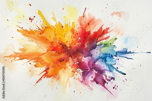 Watercolor of exploding colors on a light background photo