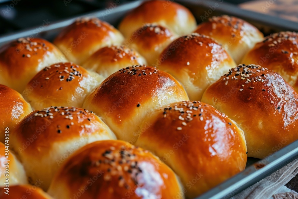Aromatic Baked buns bread rolls. Wooden health. Generate Ai Aromatic Baked buns bread rolls. Wooden health. Generate Ai
