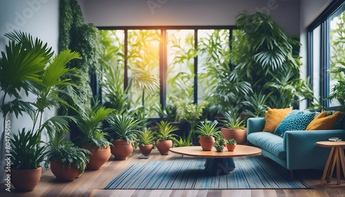 cozy psychology therapy space with plants and artwork generative ai