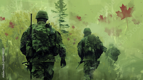 Canadian Soldiers Walking into the Distance photo