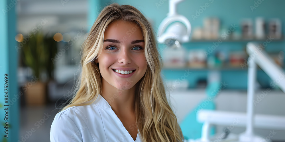Portrait of a proud female dental hygienist student in college, smiling confidently as she represents her future occupation and the value of education Portrait of a proud female dental hygienist student in college, smiling confidently as she represents her future occupation and the value of education