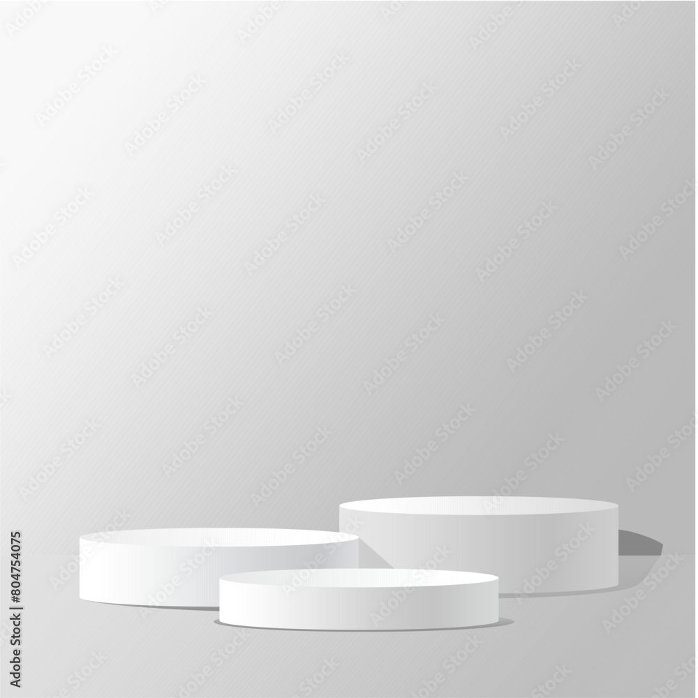 Abstract minimal scene on a calm white background with a cylindrical podium. Stage mockup showcase for products, banners, sales, presentations, cosmetics, discounts and etc. Vector eps 10. Abstract minimal scene on a calm white background with a cylindrical podium. Stage mockup showcase for products, banners, sales, presentations, cosmetics, discounts and etc. Vector eps 10.