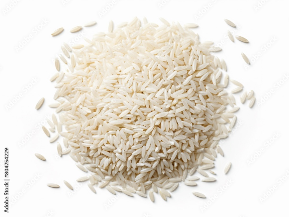 Agriculture raw rice pile isolated over white background Image