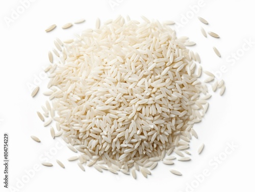Agriculture raw rice pile isolated over white background Image