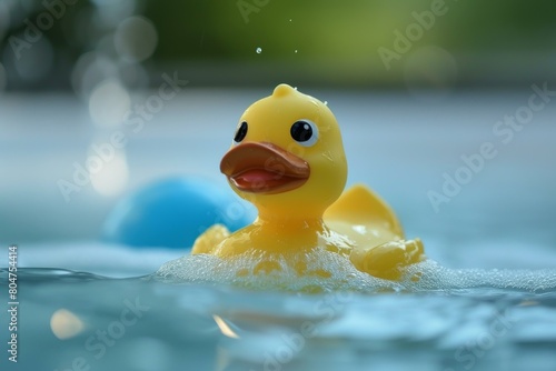 Squeaky Bath duck toy. Soap water foam. Generate Ai