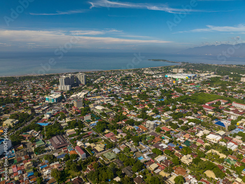 Davao City, the coastal city with modern buildings. Mindanao, Philippines. Cityscape.